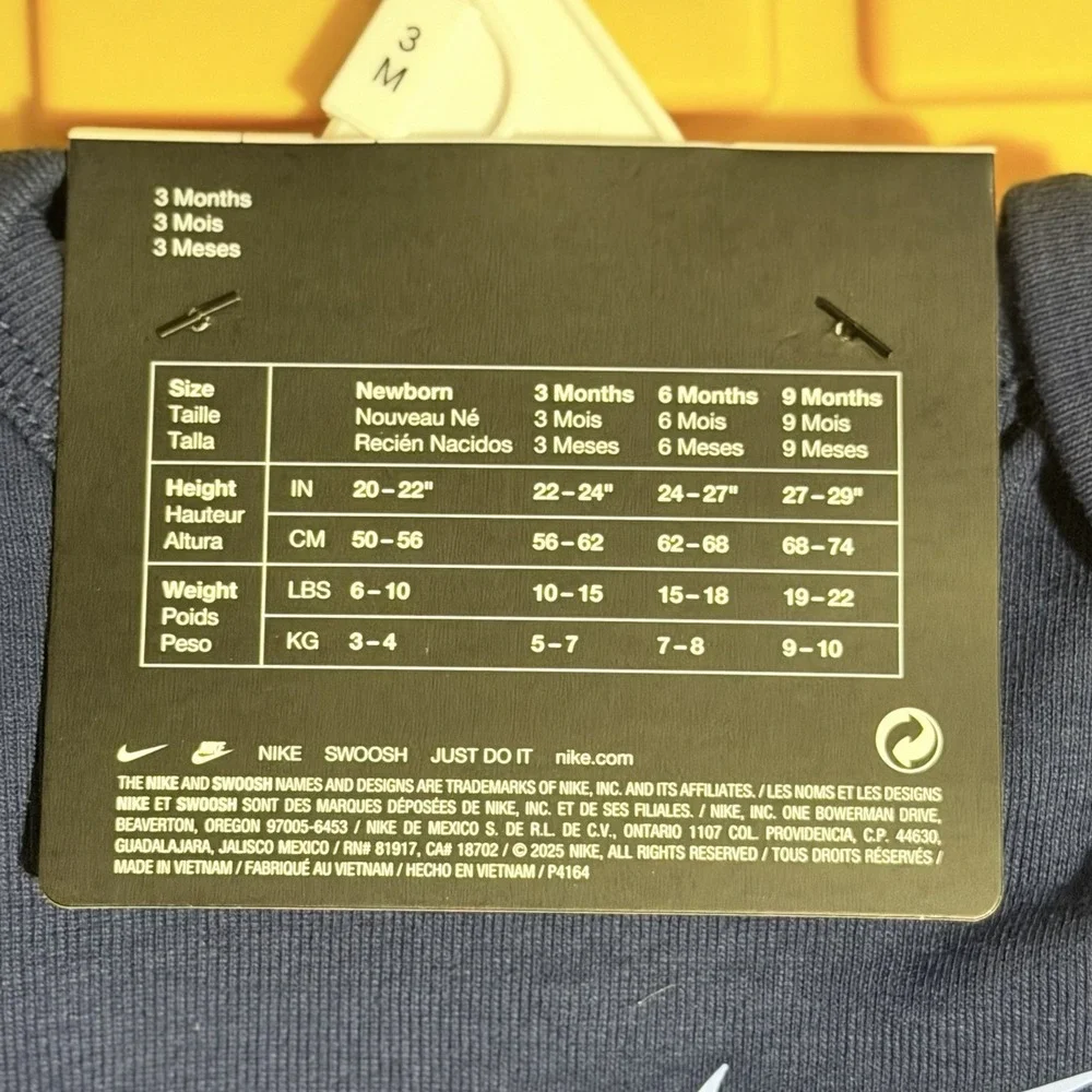 Nike Unisex Infant Baby Bodysuits 3 Pack Midnight Navy 56M115-BG6 Size 3Months